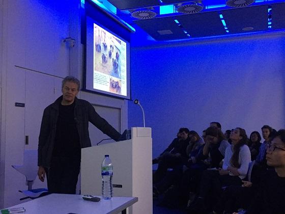 Edvard Moser speaking at the SWC