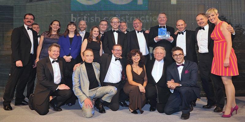 Group photo of the IRAL team receiving the Major Building Project of the Year award