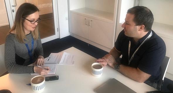 Loren Frank being interviewed by April Cashin-Garbutt at the SWC