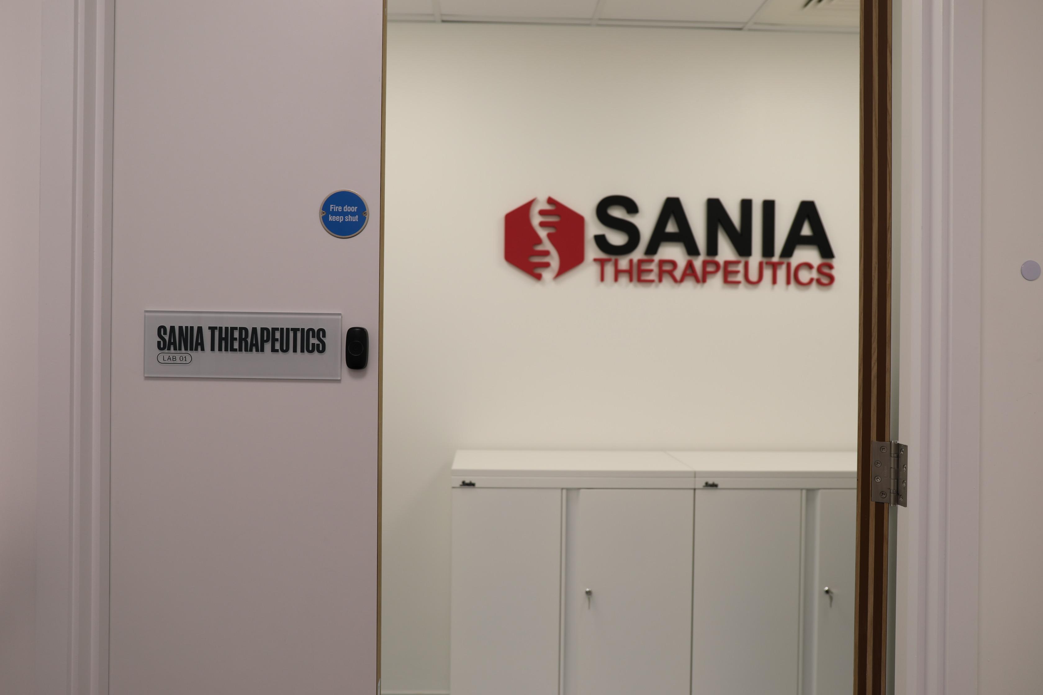 Sania therapeutics logo hallway