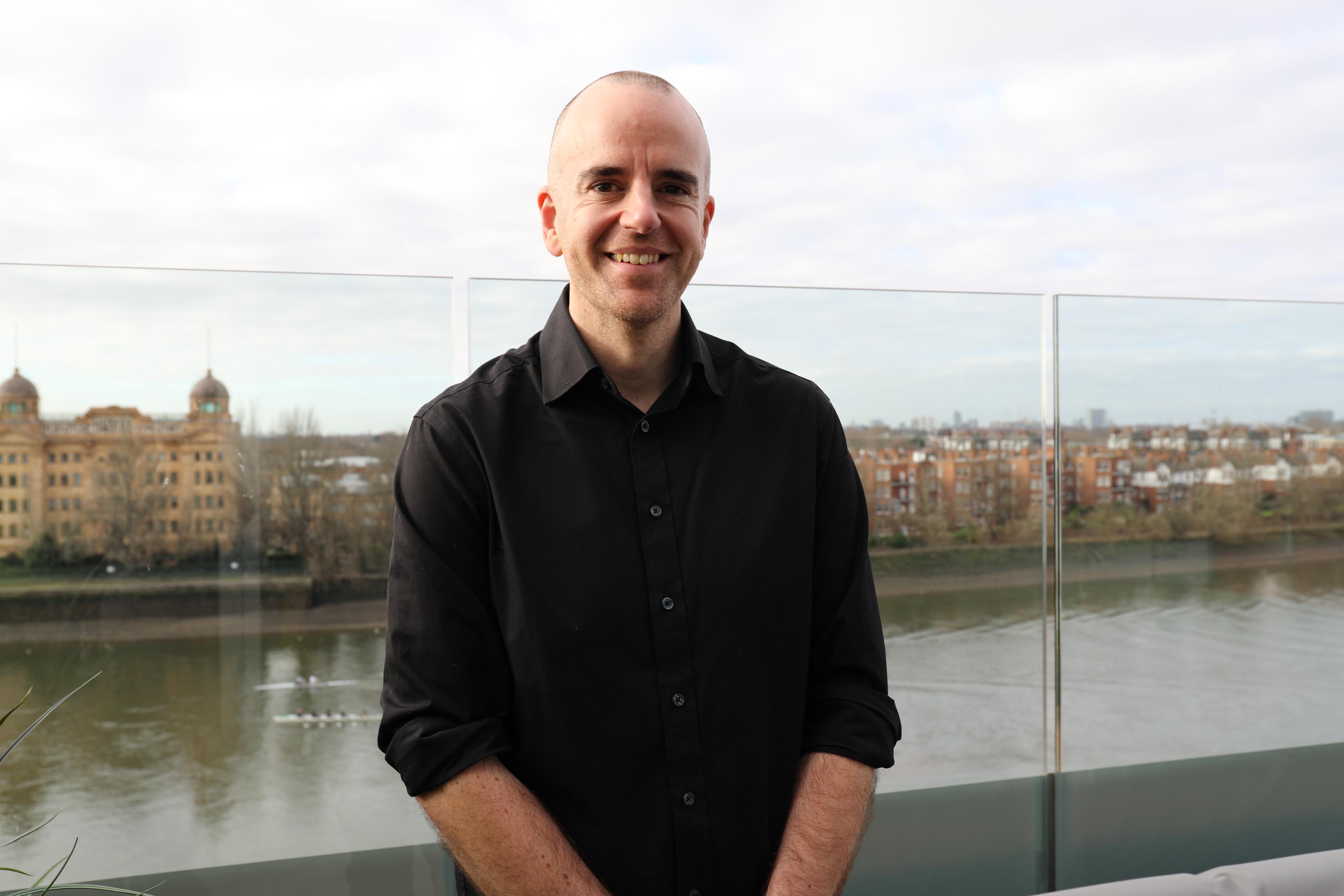 Andy Murray in front of river Thames, London