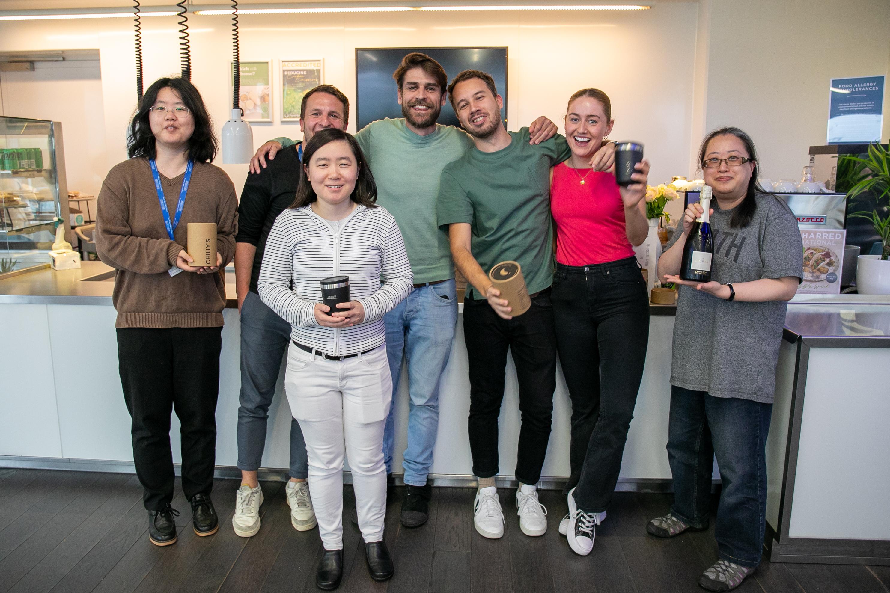 Photo of staff celebrating at SWC sustainability quiz night