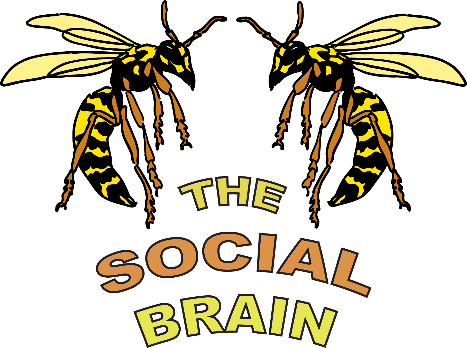 Logo of two wasps facing each other with text "The Social Brain" in the middle
