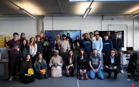 Photo of staff students at Build a Brain project finale, London AI Campus. Credit: Camden Learning