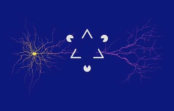 Sonja Hofer optical illusion A blue triangle can be seen in the foreground of this optical illusion. Our brain is especially good at perceiving lines and contours even if they do not actually exist. The pattern of neuronal connections in the brain supports this ability.