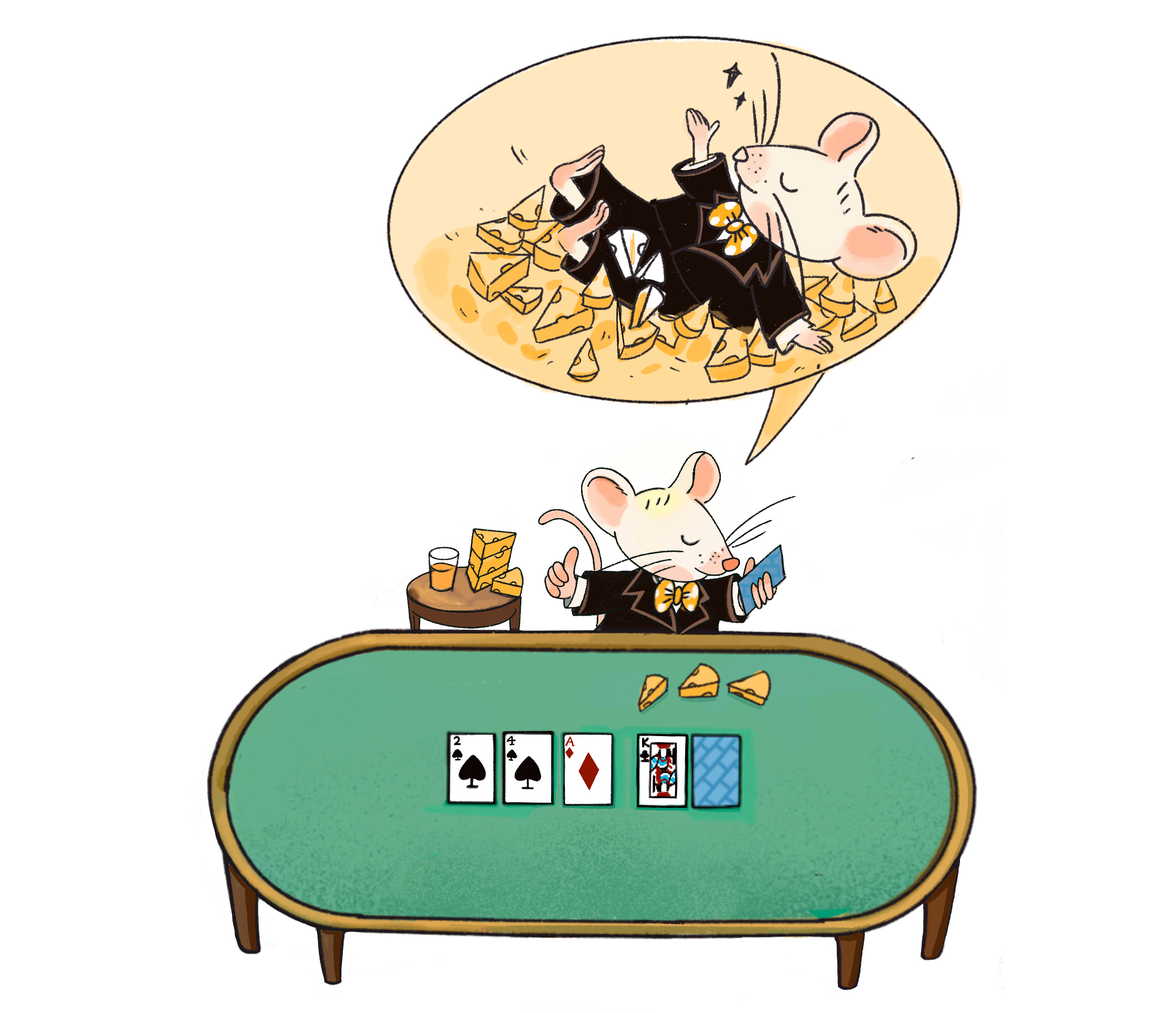 Cartoon mouse playing poker