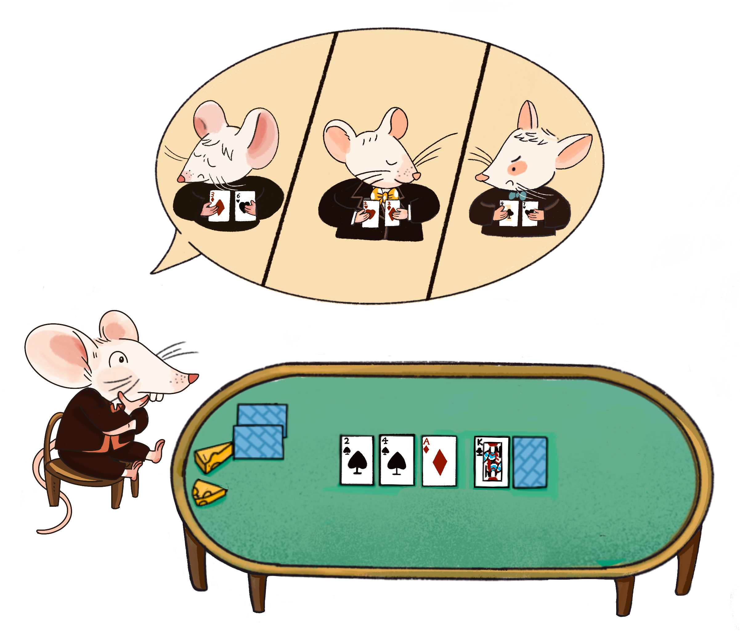 Cartoon mouse at poker table 