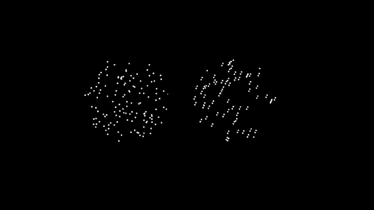 Screen showing dots of different sparsity