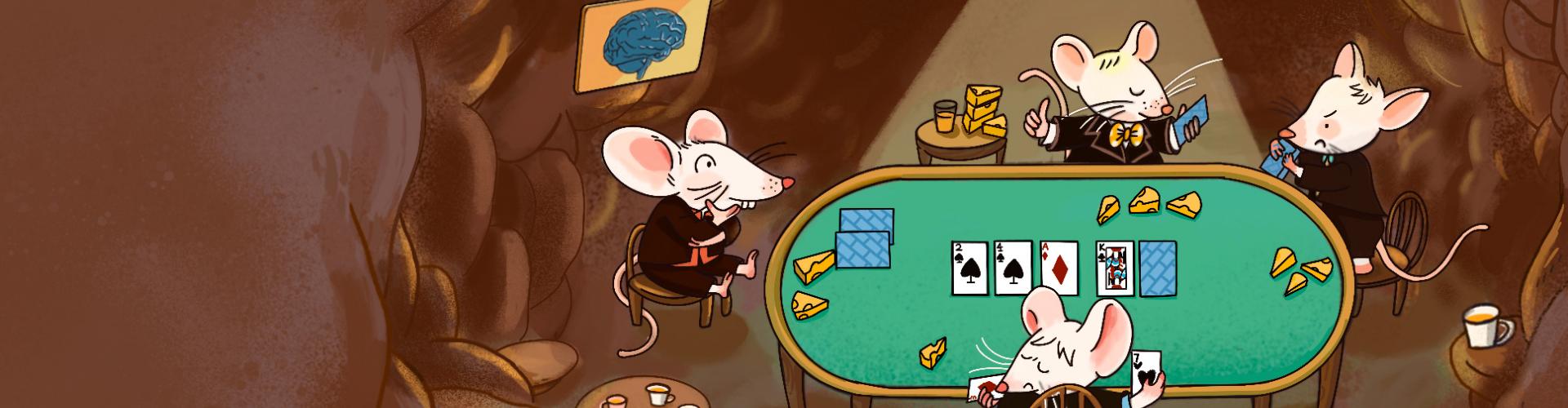 Cartoon mice playing poker