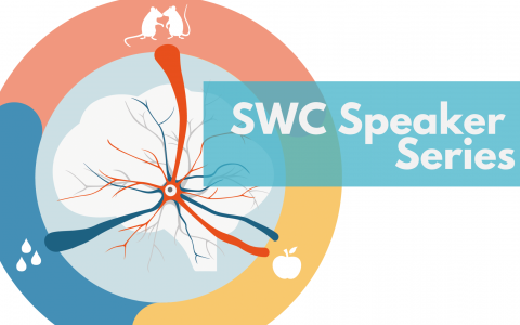SWC Speaker Series banner with neurons in the background